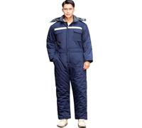 TOVCHEI Hooded Jumpsuit Unisex Insulated Coverall Long Sleeve Workwear with Reflective Stripe,Blue,XXL