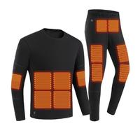 TOVCHEI Men's and Women's Heated Underwear Set, 22 Zones USB Electric Heating Warm Base Layer Top & Bottom, No Battery,Men Black,XXL