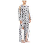 TOVCHEI Mens Bedridden Patient Clothes, Tear Away Pants with Two-Way Zipper, Full-Open Post-Operative Clothes,Grey,XL