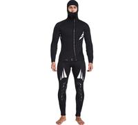 TOVCHEI Neoprene 5MM Wetsuit Fleece Warm Cold-Proof Diving Suit 2-Piece Hooded Top One-Piece Vest Pants Split Anti Jellyfish,Black,3XL
