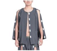 TOVCHEI Post Shoulder Surgery Shirts for Men, Tearaway Patient Pants, Hospital Gown Soft Breathable Cotton Pajamas,Grey B Top,M