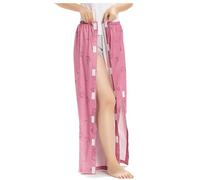 TOVCHEI Post Shoulder Surgery Shirts, Tear Away Full Open Pants for Women, Bedridden Patient Clothing,Pink A Pants,XXL