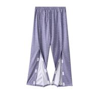 TOVCHEI Post Shoulder Surgery Shirts, Tear Away Full Open Pants for Women, Bedridden Patient Clothing,Purple Pants,L