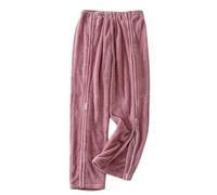 TOVCHEI Post Shoulder Surgery Shirts, Tear Away Pants, Fluffy Patient Pajamas Soft Fleece Bedridden Patient Clothing,Pink A Pants,XXL