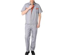 TOVCHEI Short Sleeve Work Coverall Unisex Zip Up Overalls Workwear Shirt & Pants,Gray A,M