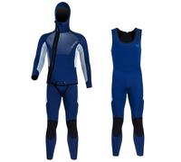 TOVCHEI Spearfishing Wetsuits Men 5mm Neoprene Hooded Diving Suit 2-Pieces Wet Suits in Cold Water for Freediving Snorkeling,Blue,3XL