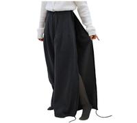 TOVCHEI Unisex Patient Pants Post-Surgery Tear Away Adaptive Patient Pants Fleece Lining Easy to Put on Or Take Off,Black,XL