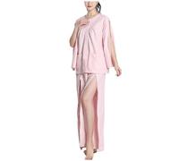 TOVCHEI Womens Bedridden Patient Clothing, Long Sleeved Bedridden Pajamas Set, Hospital Gowns Tear Away Patient Clothes,Pink,M