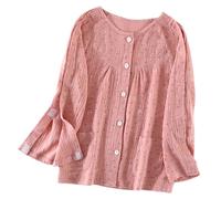 TOVCHEI Women's Post Shoulder Surgery Shirts Recovery Long Sleeve Tear Away Pants Full Open Adaptive Chemo Clothing,Pink Top,M