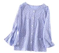 TOVCHEI Women's Post Shoulder Surgery Shirts Recovery Long Sleeve Tear Away Pants Full Open Adaptive Chemo Clothing,Purple Top,XXL