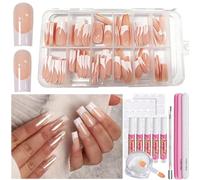 ToVii 120 Pcs False Nails Tips Long Square, 12 Sizes French Tip Press on Nails with Nail Glue for Women
