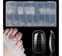 ToVii 150 Pcs Toe Nail Forms for Extension & Build, Reusable Dual Forms Set Long Square Full Cover Molds for Polygel, Acrylic Gel Builder, Manicure, 15 Sizes (Clear)