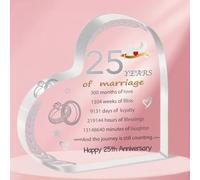 ToVii 25th Silver Wedding Anniversary Plaque: Heart-Shaped Acrylic Sign & Romantic Gift for Couple (Her & Him) - Perfect for Decorations