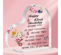 ToVii 60th Birthday Gifts for Women, Personalised Heart Shaped Acrylic 60th birthday Keepsake Gifts, Unique 60 Birthday Gifts for Mum Grandma, Happy 60 Year Old Gifts for Her