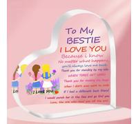 ToVii Bestie Gifts Friendship Gifts for Women Best Friends Bestie, Funny Transparent Heart Shaped Acrylic Plaque Christmas Birthday Gifts for Bestie, Sister, Friends