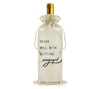 ToVii Engagement Wine Bottle Gift Bags - Pairs Well With Engagements, Gift for Couples, Her, Bride - Party Ideas