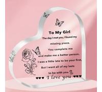 ToVii Gifts for Girlfriend, Heart Shaped Acrylic I Love You Plaque Keepsake, Christmas Anniversary Birthday Gifts for Her Girlfriend Fiancee GF