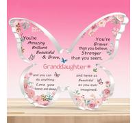 ToVii Granddaughter Gifts Inspirational Butterfly Shaped Acrylic Plaque for Granddaughter from Nanny Grandad,Granddaughter Christmas Graduation Birthday Gifts Keepsake