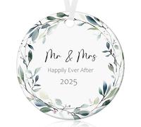 ToVii Happily Ever After Gift 2025 Engagement Wedding Mr & Mrs Gifts for Couple Engagement Bauble Wedding Newlyweds Ceramic Marry Plaque Ornament(Married)