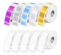 ToVii Holographic Labels 12x40mm,1600pcs 10Roll for D30 | Compatible with N12 S001 X1 Printer, White & Glitter Holographic Sticker Tape