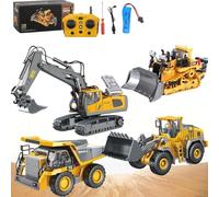 Tovika - Little Builders Pro, Mudsterz Excavator, 360 Rotation Rc Excavator and Dump Truck Set for Adults, Alloy Material with Cool Lights and Sounds, Crash-Resistant for Indoor & Outdoor (4PC)