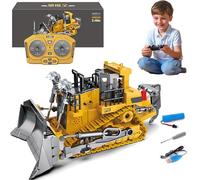 Tovika - Little Builders Pro, Tovika RC Construction Set, Mudsterz 4-in-1 RC Excavator and Dump Truck Toy Set, 360 Rotation Remote Control Beach Toy with LED Light, Indoor & Outdoor Use (Bulldozer)