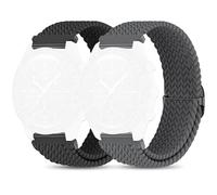 Tovimall Braided Strap for Moonswatch Watch, 20mm Scrunchie Nylon Strap Compatible with Omega X Swatch Moonswatch Speedmaster, 2 Pack, Black/Space Grey, Small/Large