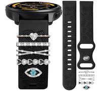 Tovimall Silicone Band Compatible with Garmin Venu 4 41mm/Venu 3S/Vivoactive 4S/Venu 2S, 18mm Replacement Strap for Vivomove 3S/Forerunner 255S/265S with Decorative Charms Accessories Women