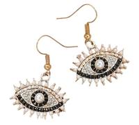 TOVINANNA 1 Pair Devil's Eye Drop Earrings for Women, Vintage Bohemian Style Metal and Rhinestone Dangle Earrings, Eye-catching Accessory for Christmas Day and Photography