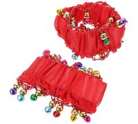 TOVINANNA 1 Pair Red Dancer Wrist Cuff Belly Dance Bell Bracelets with Metal Bells Comfortable Polyester Material Reusable Bracelets for Costume Party and Belly