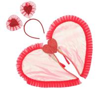 TOVINANNA 1 Set Angel Costume Wing Prop with Headband for Lovely Red Heart Design for Halloween Cosplay and Costume Parties Eye Catching Accessory for Boys