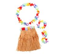 TOVINANNA 1 Set Hawaiian Beach Party Costume Tropical Grass Skirt with Flower Headband and Accessories for Luau Decorations and