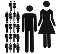 TOVINANNA 10 Sets Black 3D Acrylic Bathroom Signs for Men and Women, Self-Adhesive Restroom Door Signage, Gender Toilet Identification for Office, Hotel, Restaurant