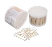TOVINANNA 1000pcs Double Ended Cotton Swabs with Spiral, round Head and Pointed Tips for Ear Cleaning and Cosmetic Use, Disposable Wooden Sticks, 2.9 Inch Length Suitable for Home