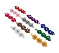 TOVINANNA 10pcs Adjustable Flower Dog Collar Bow Tie Set, Soft Polyester Floral Design with Daisy Sunflower Patterns, Easy to Clean Decorative Pet Accessory for Photo Shoots and