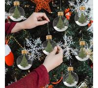 TOVINANNA 10pcs Christmas Booze Balls, 150ml Spherical Clear Plastic Fillable Potion Bottles with Sealing Lid and Hanging Hoop - Xmas Bottles Ornament for DIY Wedding Party Crafts Christmas Tree Decor