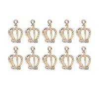 TOVINANNA 10pcs DIY Alloy Crown Charms Pendants for Jewelry Making High Polish Smooth Accessories with Rhinestone Detail Elegant Handmade Craft Supplies for Unique Creation