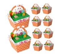 TOVINANNA 10pcs Easter Candy Boxes with Handles, Cute Bunny Basket Treat Containers for Chocolate Cookies, Small Paper Boxes for Party Favors and Holiday Celebrations