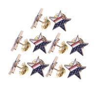 TOVINANNA 10pcs Lightweight Five-pointed Star Badge Lapel Pins for Independence Day Patriotic Events American Flag Brooches for July Celebrations Stylish Accessories for Women and Men