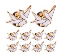 TOVINANNA 10pcs Metal Origami Crane Brooch Lapel Pins Women Vintage Brooches Craft Pins Fashion Accessories Casual Formal Events