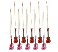 TOVINANNA 10Pcs Mini Acoustic Guitar Christmas Ornaments Set, Acrylic Flat Miniature Music Instruments for Xmas Tree Hanging Decorations, Party Favors and Home Accessories