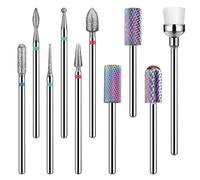 TOVINANNA 10pcs Nail Polishing Heads Manicure Drill Bits Set Steel Material with Little Friction and Heat for Pen-type Nail Polishers, Assorted Colour Manicure Grinding Tool for Home