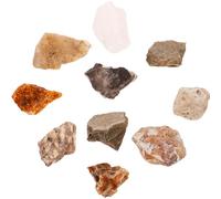 TOVINANNA 10pcs Natural Mineral Stones Sample Set with Irregular Rock Specimens for Geology Classroom Teaching, Natural Stone Models for Primary Science Education