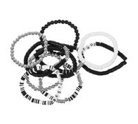 TOVINANNA 10pcs Polymer Clay Bracelets for Dad, Comfortable Fit and Secure Elastic Design, Black and White Minimalist Wrist Decor, Father's Day Jewelry Gift