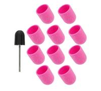 TOVINANNA 10pcs Purple Nail Drill Sanding Caps 180 Grit Plastic Polishing Burr Caps with Heat Protection for Manicure Tools and Trim under Nails