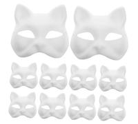 TOVINANNA 10pcs Unpainted Cat Masks Halloween Cosplay Party Lightweight Blank Masks for Decorating Safe for Boys and Girls and Adults for Creative Fun