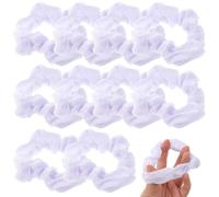 TOVINANNA 10pcs Women Hair Ropes Elastic Cloth Hair Ties Simple Design White Ponytail Bands Not Easy to Fall off Fix in Place for Daily Use