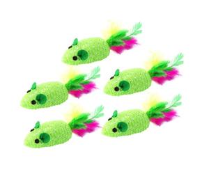 TOVINANNA 10pcs Woven Mouse Cat Woven Mouse Avoid Scratching Furniture and Floors Attract Cats Polyester Feather Shape Design Eye-catching Funny Decorative Living Room Trees for Kittens