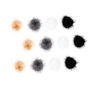 TOVINANNA 12pcs Detachable Fluffy Pom Nail Balls Manicure Decorations with Elastic Rings for Unique Nail Art in Black Grey White Beige