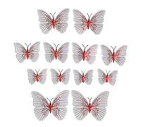 TOVINANNA 12pcs Pvc Refrigerator Magnets with Magnetic Back and Adjustable Double Wings, Creative 3d Butterfly Fridge Stickers in Bright Red for Office and Birthday Decoration